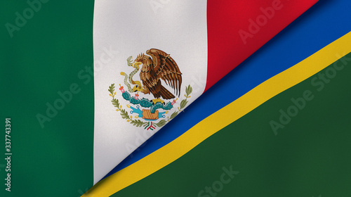 The flags of Mexico and Solomon Islands. News, reportage, business background. 3d illustration photo