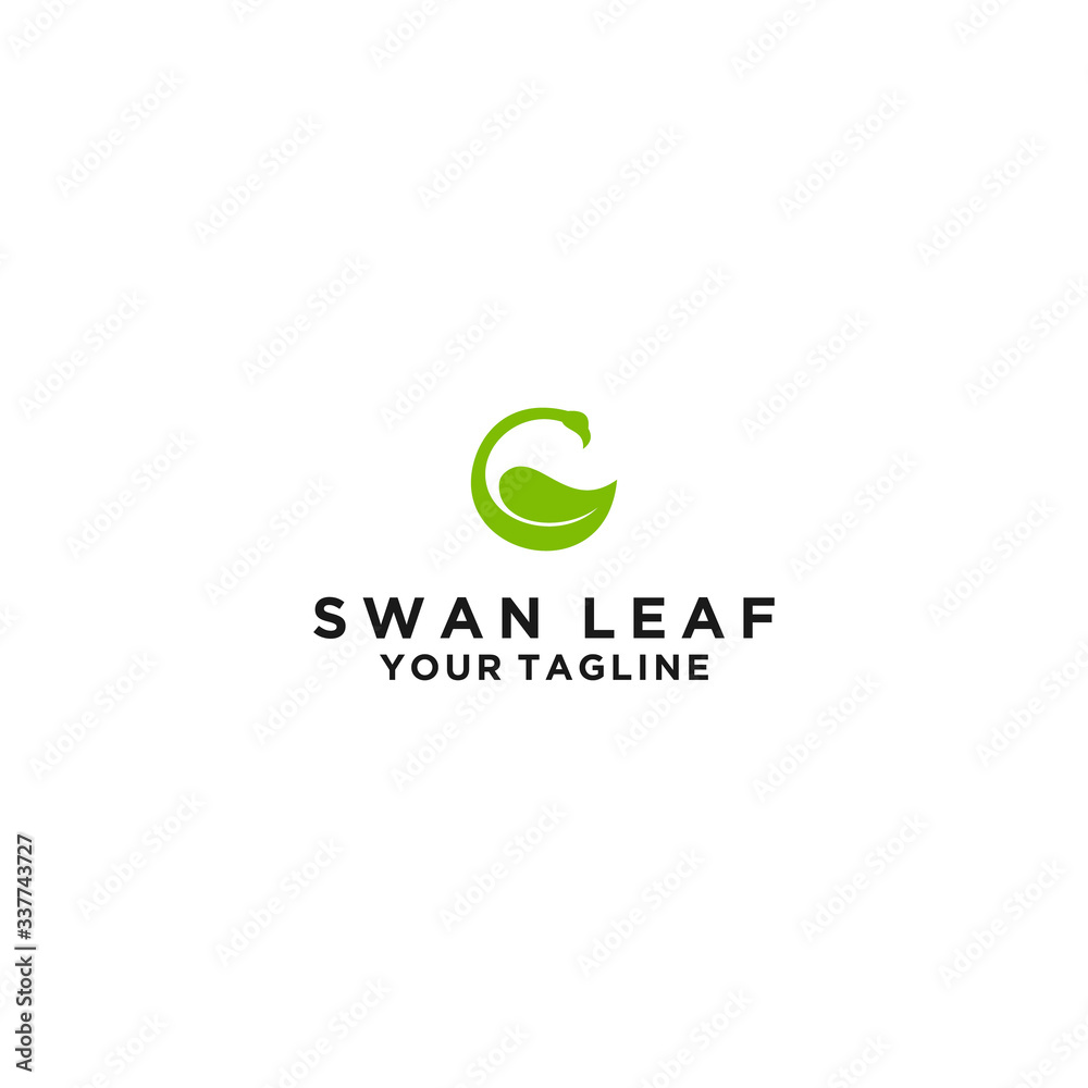 Creative leaf swan logo design template