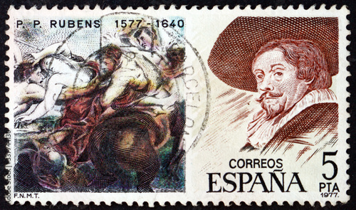 Canvas Print Postage stamp Spain 1978 rape, painting by Rubens