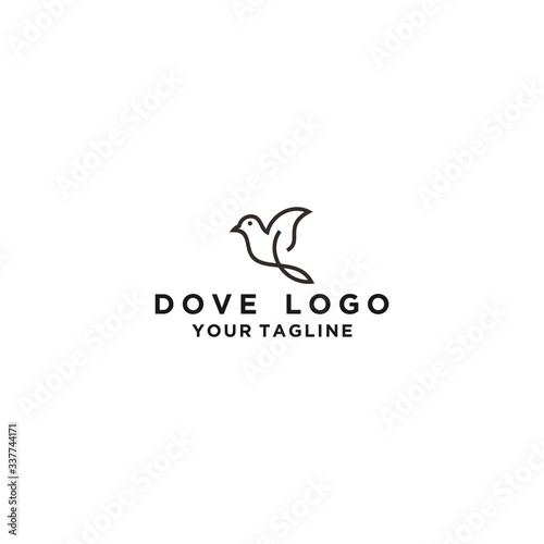 Creative dove line logo design template