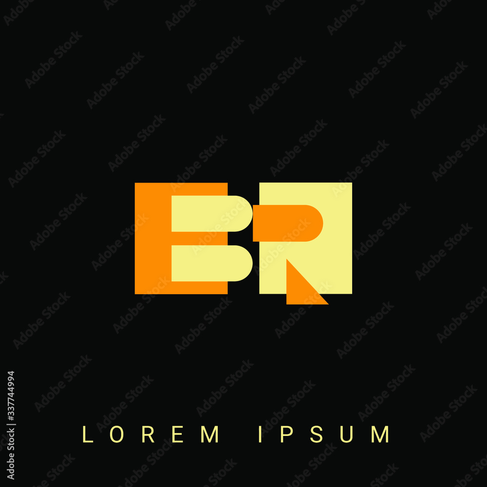 Modern creative shaped BR, RB, B, R logo. Initial Logo Designs Templete with Black Background. Vector Illustration Modern creative shaped BR, RB, B, R logo. Initial Logo Designs Templete with Black Background. Vector Illustration