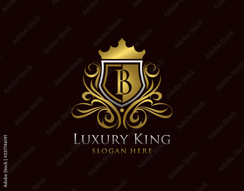 Luxury Shield B Letter Logo, Gold B Classic Protection Symbol. Luxury Shield B Letter Logo, Gold B Classic Protection Symbol.