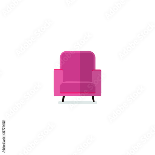 Vector red armchair isolated on white. Single interior item, furniture flat illustration