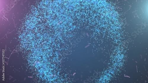 Digital Earth rotating with particles and plexus structure