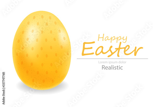 Happy Easter, realistic egg, colored egg card illustration