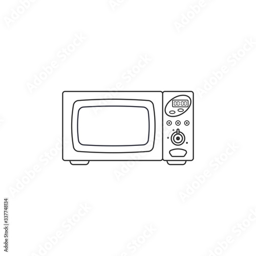 Microwave oven icon. Outline vector illustration for web design