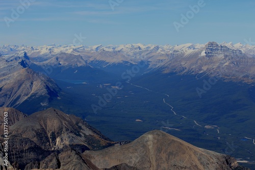High above Mount Fairview and the Bow Valley at the summit of Mount Temple at Banff National Park Canada © James
