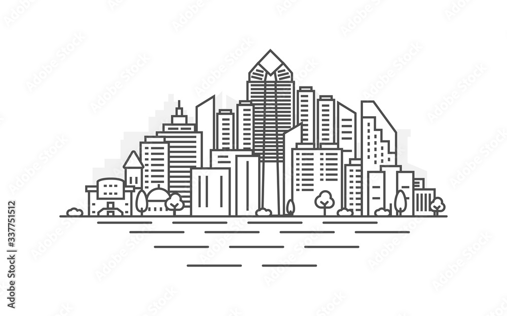 San Diego city, California architecture line skyline illustration. Linear vector cityscape with famous landmarks, city sights, design icons. Landscape with editable strokes.