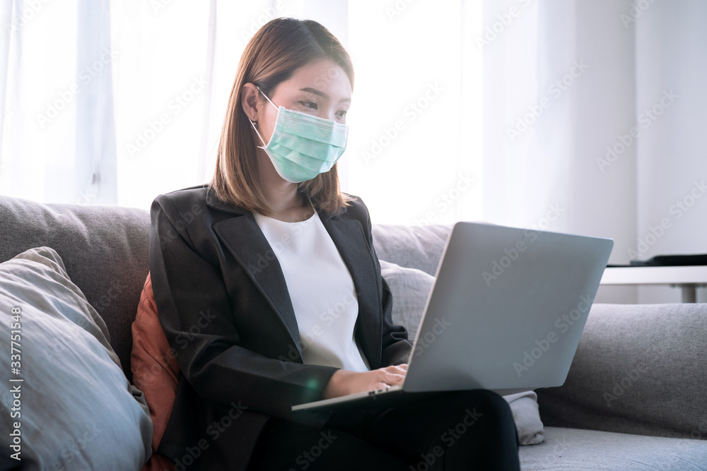 Work from home and social distance, Asian business women working at home. Work from home and social distance, Asian business women working at home.