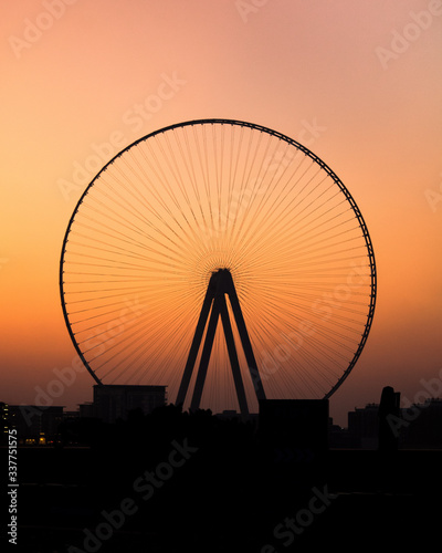 Biggest Observation deck In the world!!! to be completed in 2020 Known as Ferris Wheel with a beautiful sunset in the evening  photo