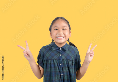 Portrait of happy smiling child girl isolated with clipping path