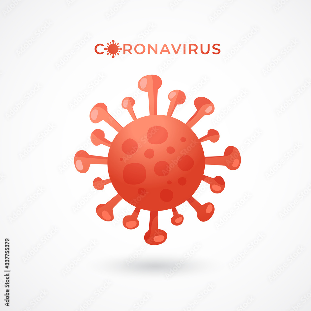 Red Coronavirus cell isolated on white background : Vector Illustration Red Coronavirus cell isolated on white background : Vector Illustration