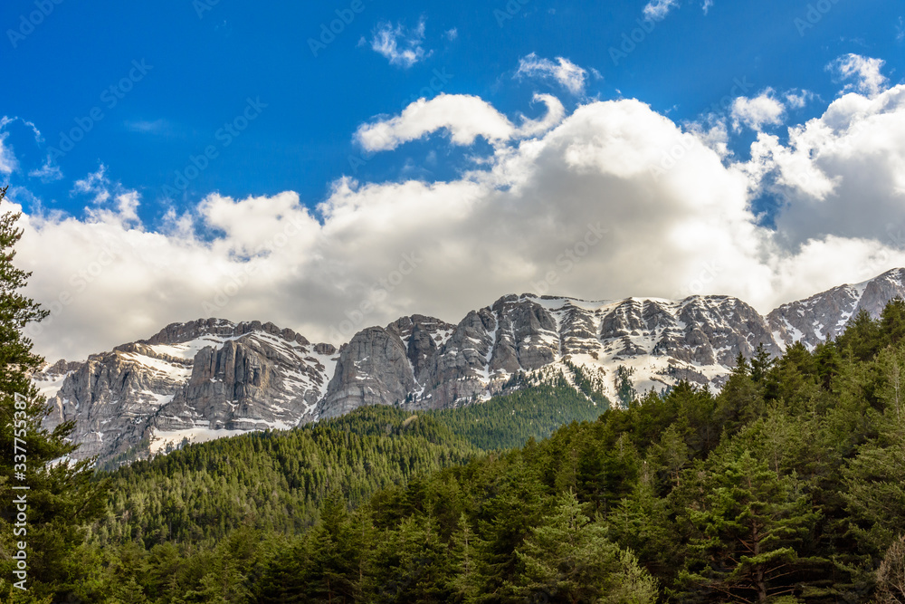 Mountain landscape with clouds (Cadi-Moixero Natural Park, Catalonia, Spain)