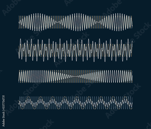 Resulting harmonic sine wave - visualization of acoustic waves types - nature of sound - vector concept of oscillation signal types
 photo