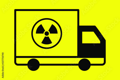 radioactive warning sign on delivery truck