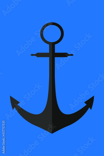 anchor on blue background in flat style vector