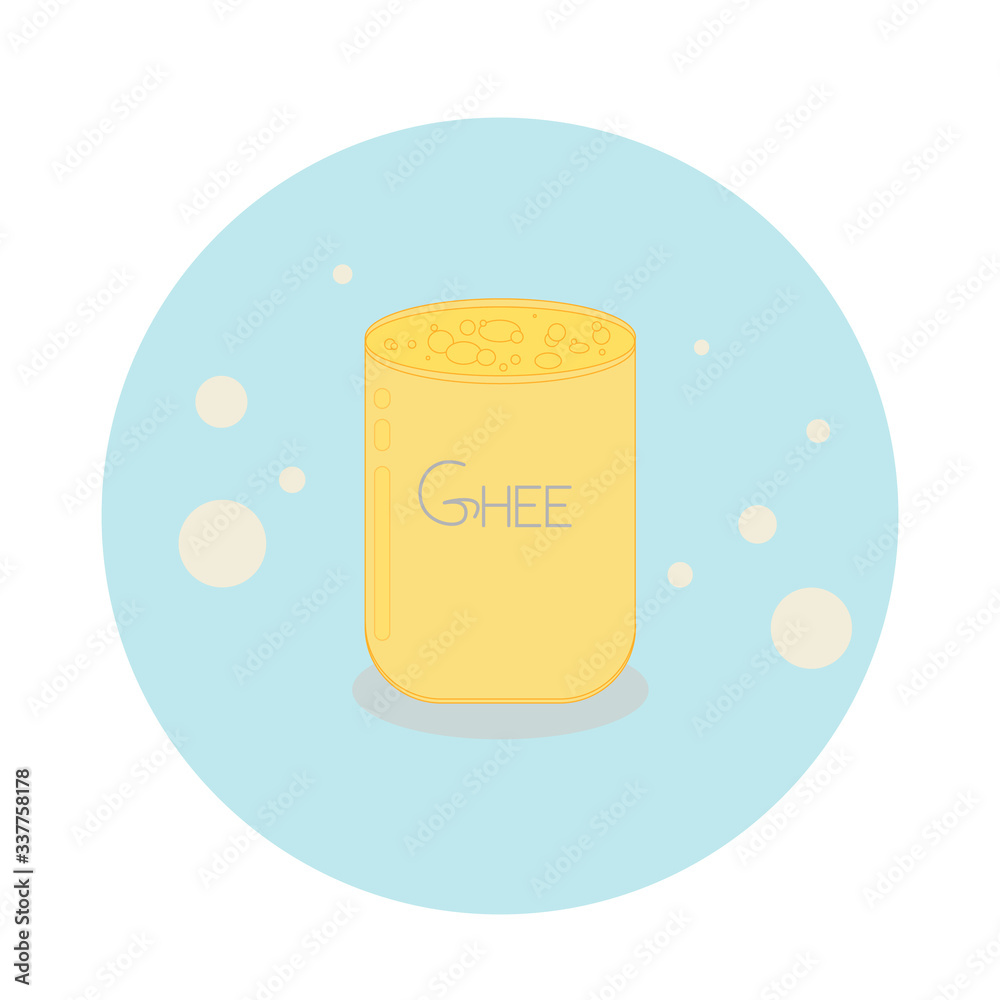 Ghee oil in a jar. Traditional Indian food. Ayurveda. Superfood on a blue background Ghee oil in a jar. Traditional Indian food. Ayurveda. Superfood on a blue background