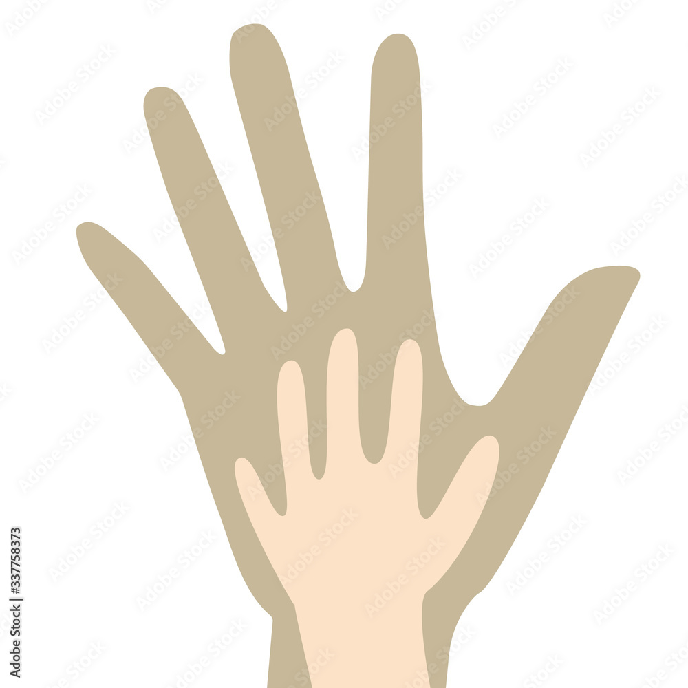 hand of the child and parent vector isolated on white background hand of the child and parent vector isolated on white background