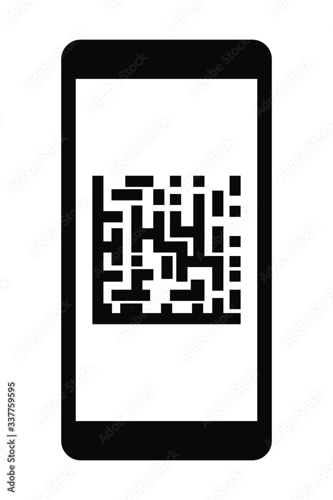 Qr-code sign in phone . Code marking icon (a simplified example) is ...