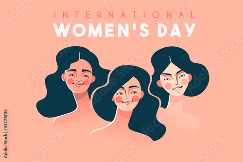 International women's day poster with women of different races