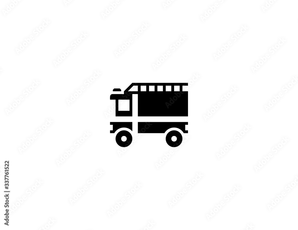 Fire engine vector flat icon. Isolated firefighter car emoji illustration Fire engine vector flat icon. Isolated firefighter car emoji illustration