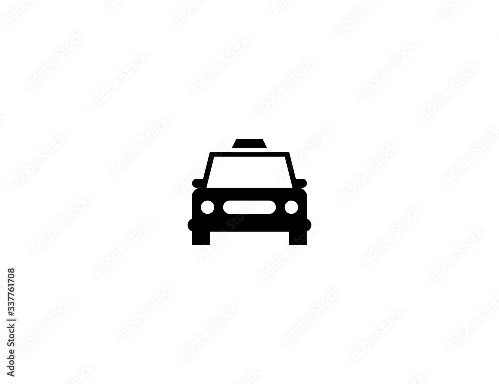 Taxi car vector flat icon. Isolated oncoming taxi cab emoji illustration