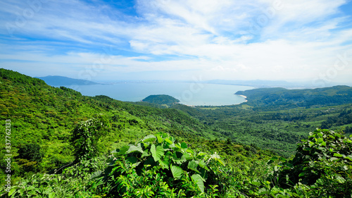 Fototapeta Naklejka Na Ścianę i Meble -  View of the jungle and the ocean from the Hai Van pass in Vietnam