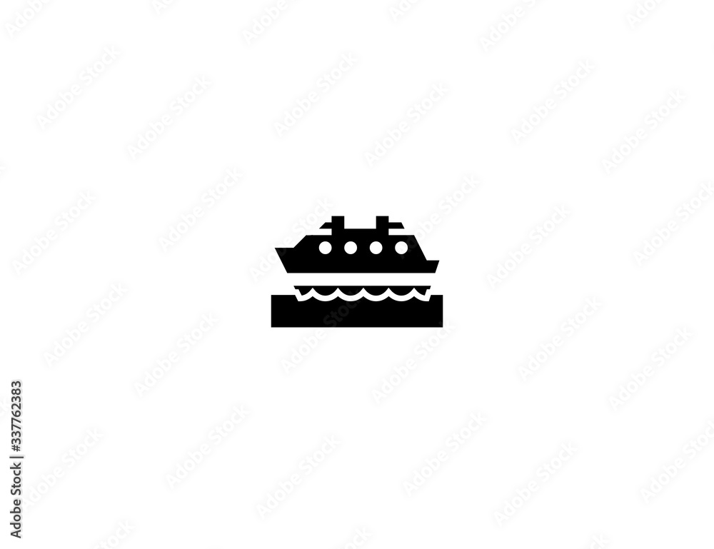 Ferry boat vector flat icon. Isolated passenger boat emoji illustration Ferry boat vector flat icon. Isolated passenger boat emoji illustration