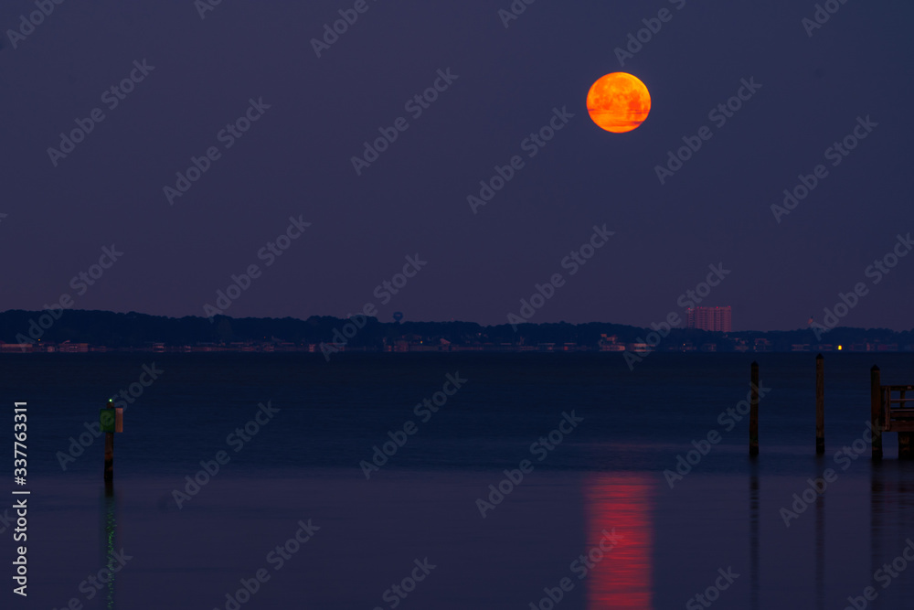 Full Moon Setting Over Choctawatchee Bay