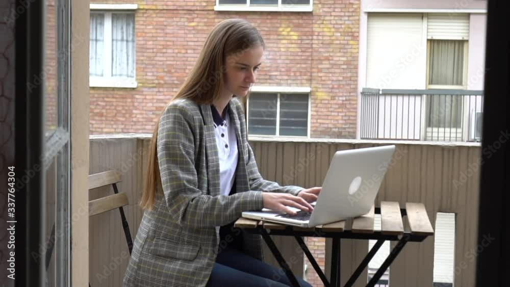 Smart Working, Girl With Laptop Working From Home, Online, Freelance Concept Smart Working, Girl With Laptop Working From Home, Online, Freelance Concept