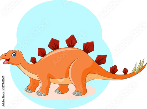 Cute cartoon stegosaurus is screaming