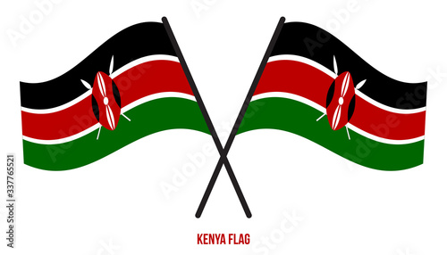 Kenya Flag Waving Vector Illustration on White Background. Kenya National Flag photo