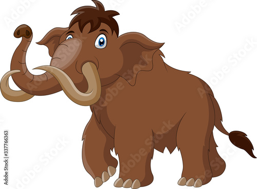 Cartoon mammoth walking cute happy