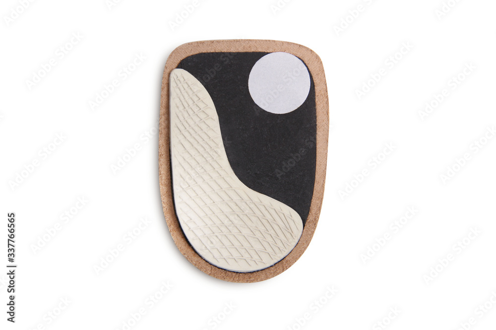 Orthopedic silicone heel pad from corns for the correction of different lengths of legs isolated on white background. Silicone insert for the forefoot. Insole. Silicone thumb protector with interdigit Orthopedic silicone heel pad from corns for the correction of different lengths of legs isolated on white background. Silicone insert for the forefoot. Insole. Silicone thumb protector with interdigit