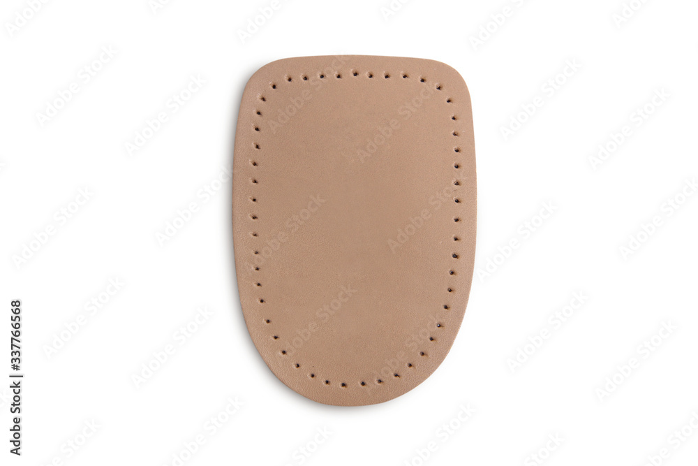 Orthopedic silicone heel pad from corns for the correction of different lengths of legs isolated on white background. Silicone insert for the forefoot. Insole. Silicone thumb protector with interdigit
