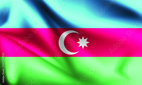 Azerbaijan flag blowing in the wind. part of a series. Azerbaijan waving flag.