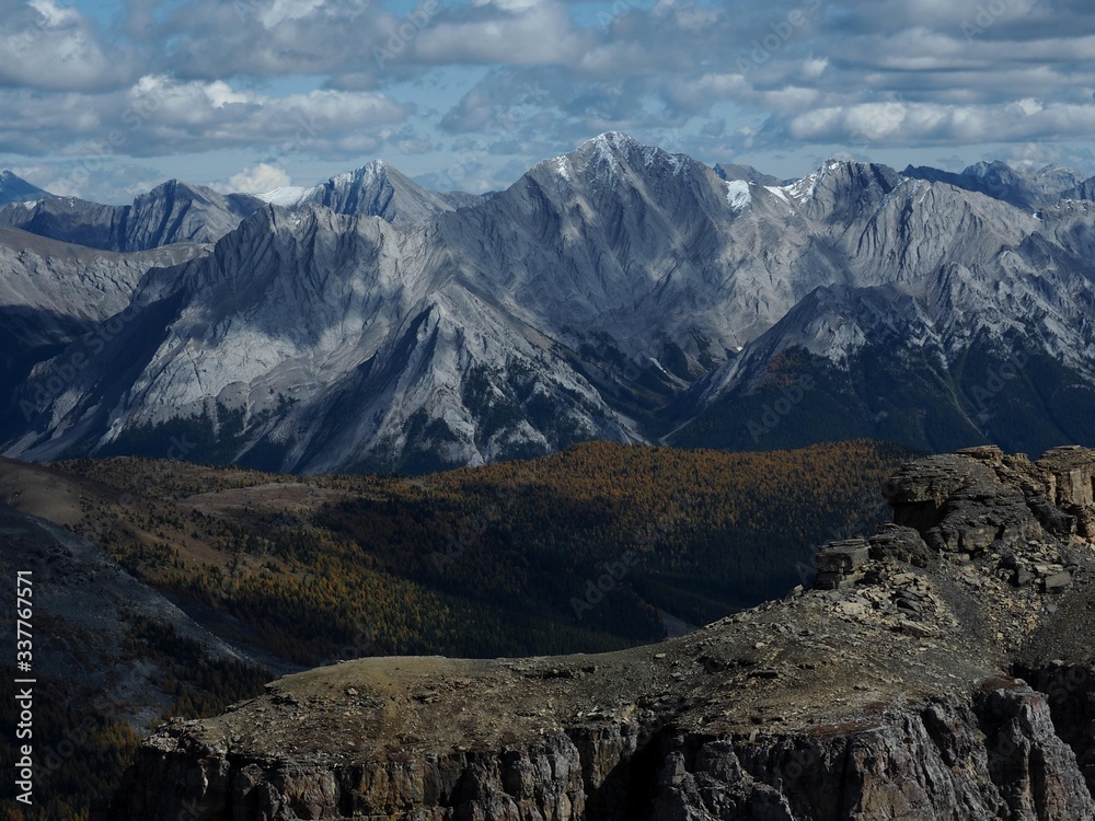 View towards Sawback Range at the summit of castle Mountain at Banff National Park Canada  OLYMPUS DIGITAL CAMERA