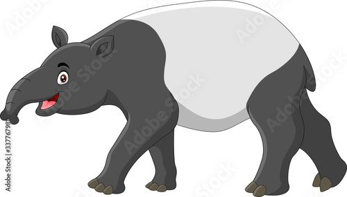 Happy tapir cartoon isolated on white background