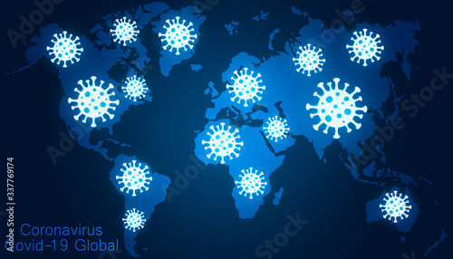 Coronavirus all around the world, the spread of novel virus, Covid-2019, dangerous virus, pandemic
