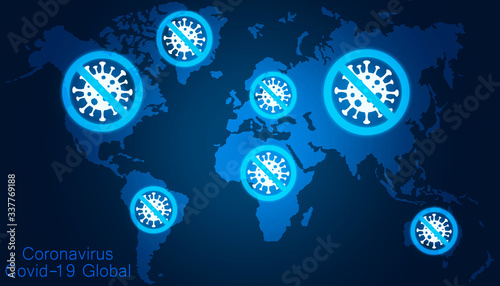 Coronavirus icon, No coronavirus, Stop the spread of novel virus, Covid-19, No Infection, Dangerous virus,