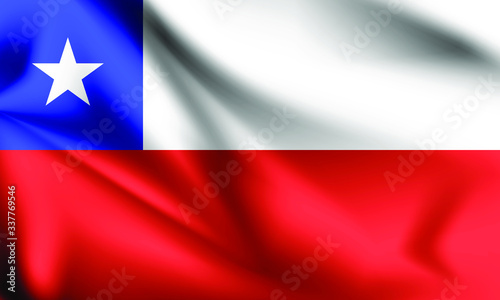 Chile flag blowing in the wind. part of a series. Chile waving flag.
