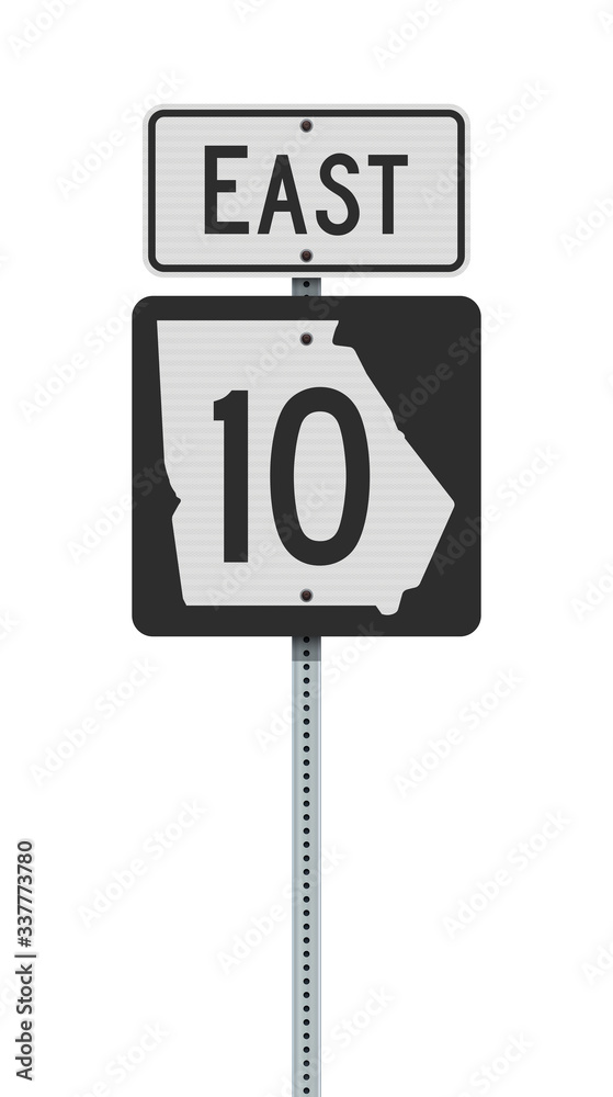 Vector illustration of the Georgia State Highway road sign on metallic post Vector illustration of the Georgia State Highway road sign on metallic post