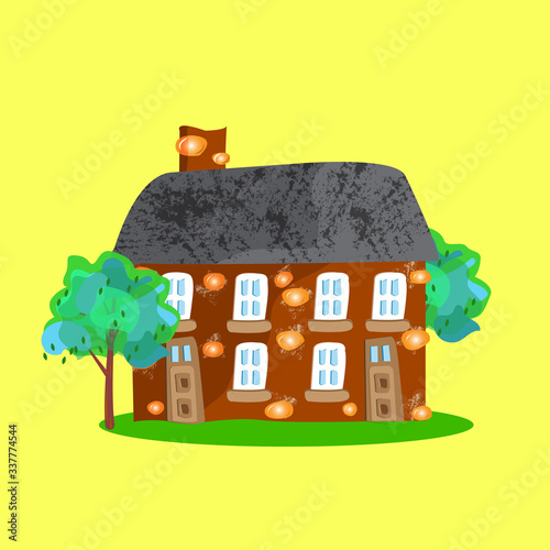 Fantasy house for fairy-tale characters in the style cartoons, vector illustration