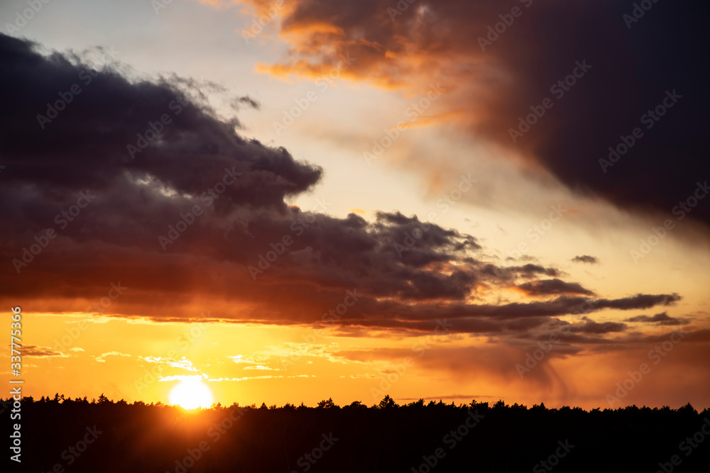 dramatic sunset over the sky