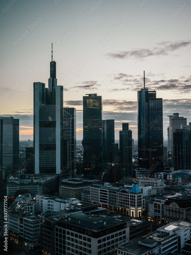 Obraz premium Skyline of Frankfurt am Main while sunset