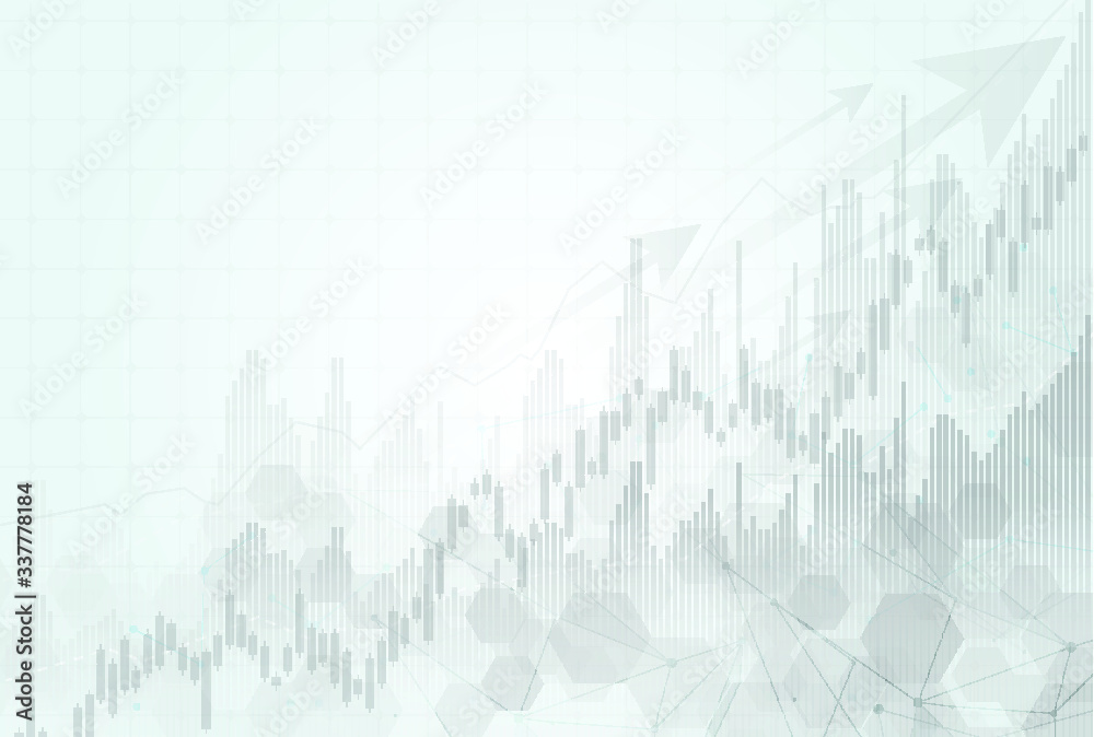 Fototapeta premium Candle stick graph chart of stock market investment trading, Bullish point, Bearish point. trend of graph vector design.