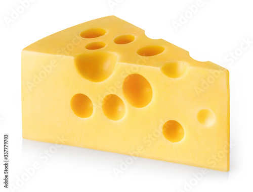 Piece of cheese, isolated on white background
