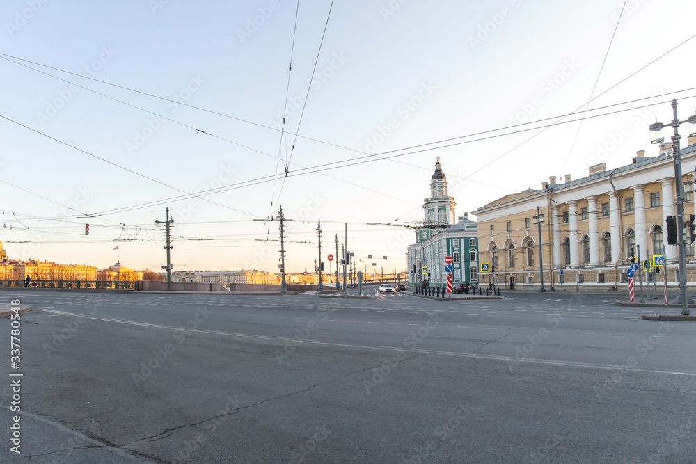 Weak traffic on the spit of Vasilievsky island. Weak traffic on the spit of Vasilievsky island.