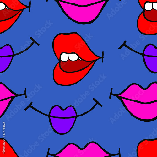 Vector illustration. Seamless bright abstract pattern in the form of smiles.	