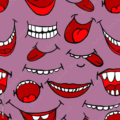 Vector illustration. Seamless bright abstract pattern in the form of smiles.	